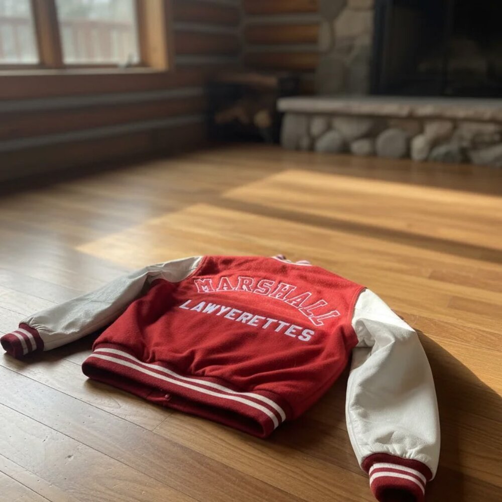 Vintage Holloway Marshall Lawyarettes Varsity Jacket Wool Leather Sz L Letterman